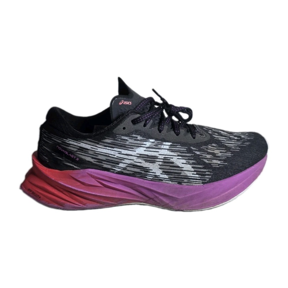 Asics Novablast 3 Womens Size 9 Black Purple Athletic Running Shoes Sneakers
